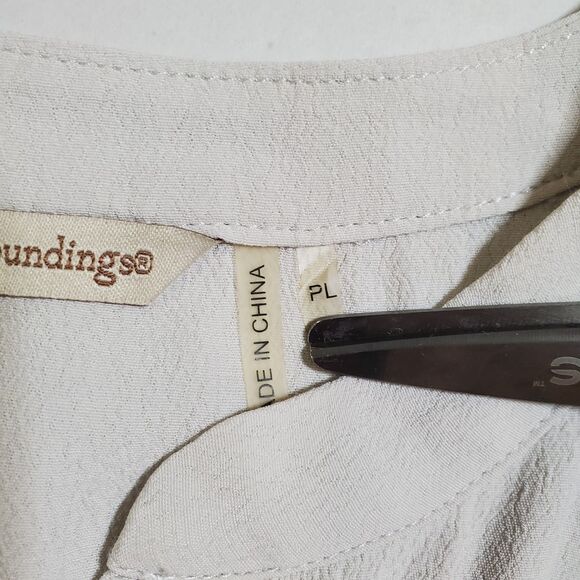 Soft Surroundings Gauze Tunic Top Size L Petite 3/4 Roll Tab Sleeve Womens - Picture 11 of 12